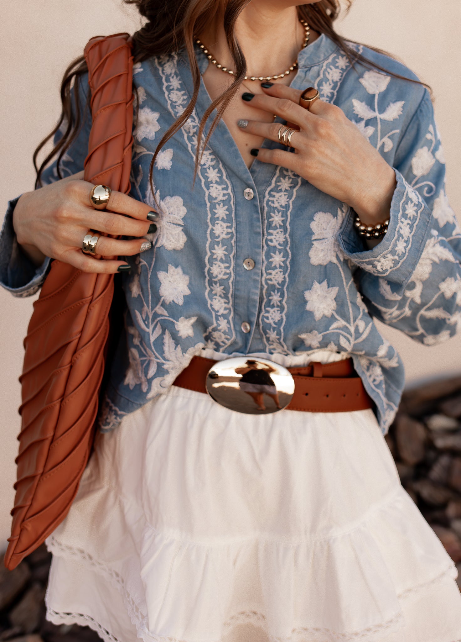 Boho Vacay Embroidered Button Blouse-Blouses-Krush Kandy, Women's Online Fashion Boutique Located in Phoenix, Arizona (Scottsdale Area)