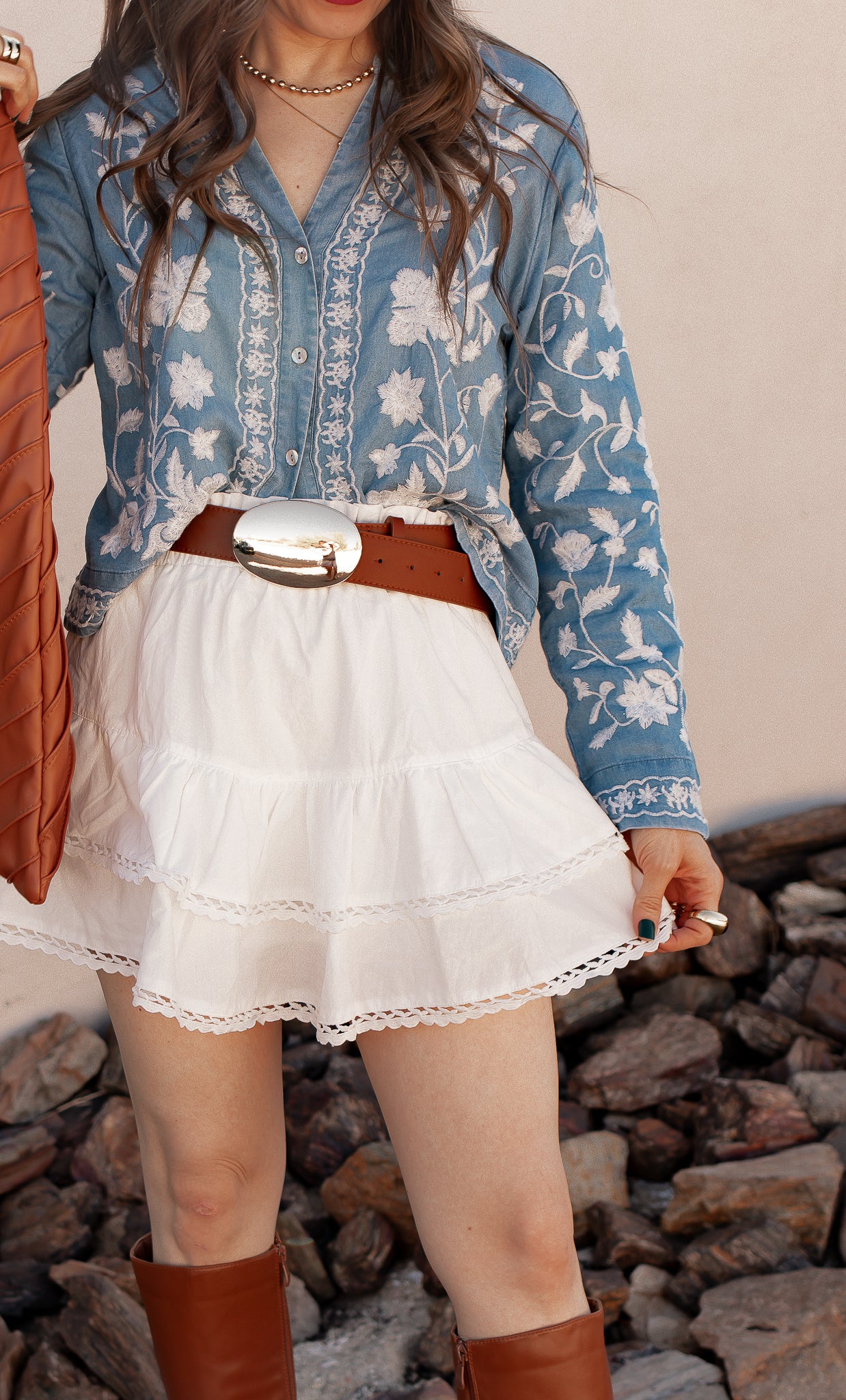 Boho Vacay Embroidered Button Blouse-Blouses-Krush Kandy, Women's Online Fashion Boutique Located in Phoenix, Arizona (Scottsdale Area)