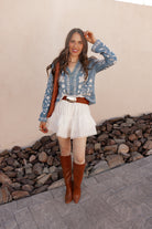 Boho Vacay Embroidered Button Blouse-Blouses-Krush Kandy, Women's Online Fashion Boutique Located in Phoenix, Arizona (Scottsdale Area)