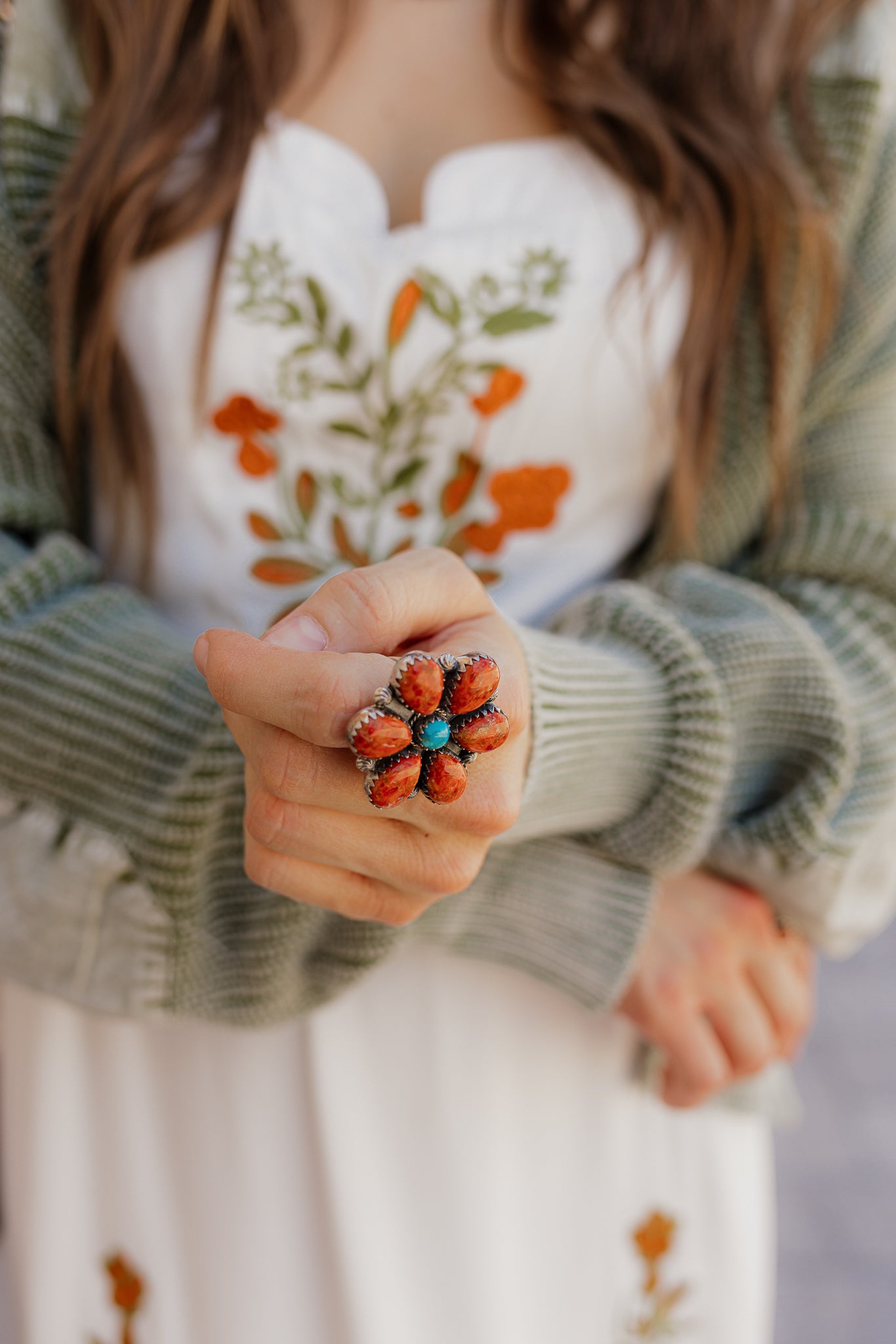 Kristyn's Orange Spiny Oyster Blossom Ring | PREORDER-Cluster Rings-Krush Kandy, Women's Online Fashion Boutique Located in Phoenix, Arizona (Scottsdale Area)