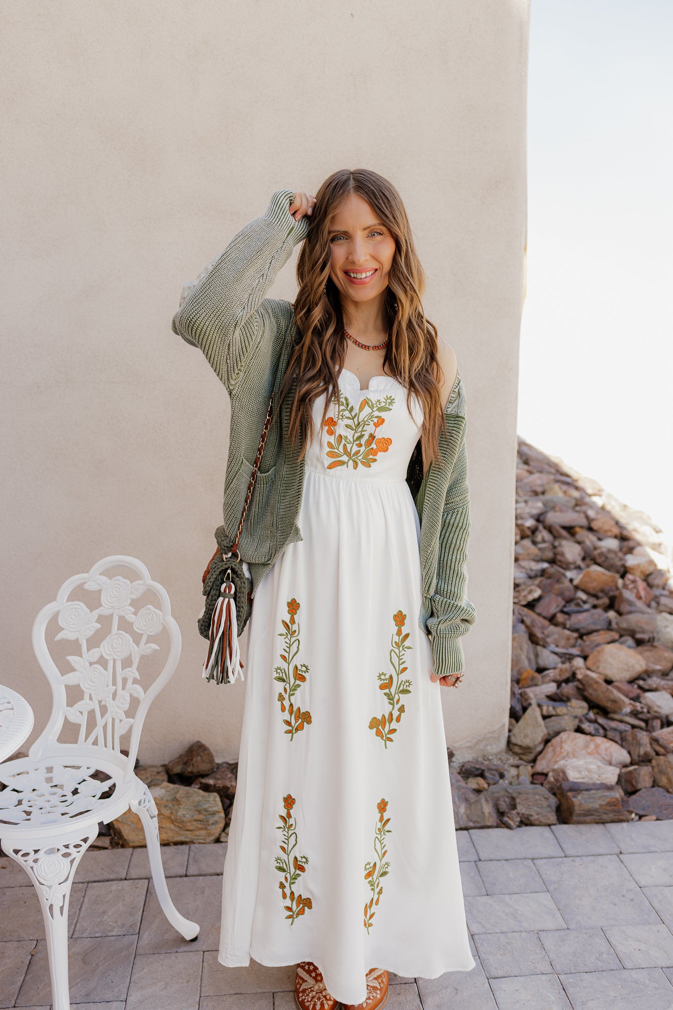 Floral Embroidered Tank Maxi Dress