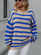 Striped Dropped Shoulder Sweater-Sweaters-Krush Kandy, Women's Online Fashion Boutique Located in Phoenix, Arizona (Scottsdale Area)