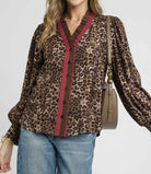 Umgee Ruffle Trim Leopard Print Shirt-Blouses-Krush Kandy, Women's Online Fashion Boutique Located in Phoenix, Arizona (Scottsdale Area)