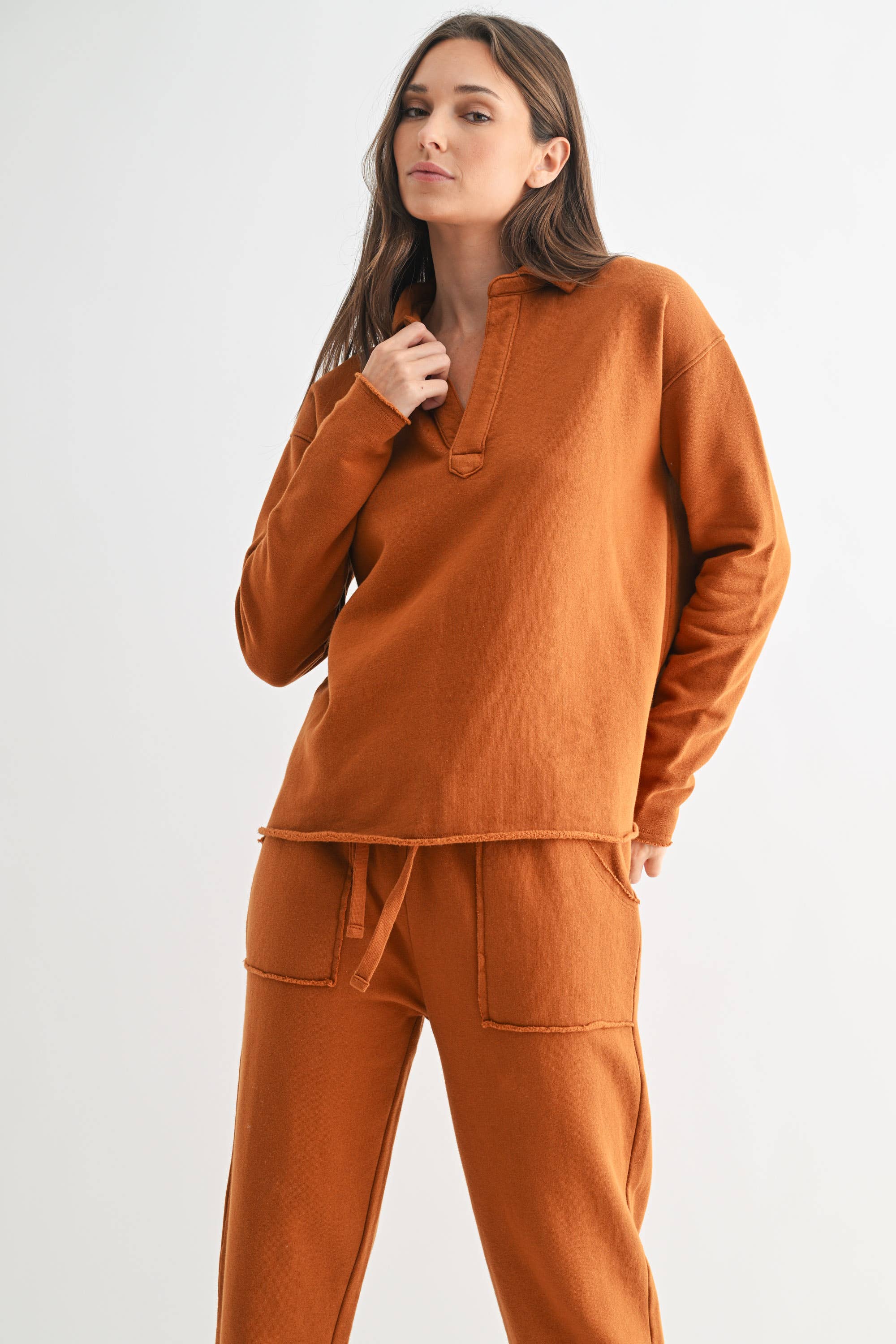 Henley Style Long Sleeve V-Neck Top-Long Sleeve Tops-Krush Kandy, Women's Online Fashion Boutique Located in Phoenix, Arizona (Scottsdale Area)