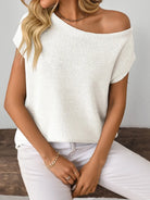 Mandy Boat Neck Short Sleeve Knit Top-Tops-Krush Kandy, Women's Online Fashion Boutique Located in Phoenix, Arizona (Scottsdale Area)
