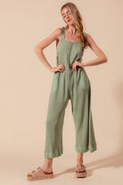 Mineral Washed Thermal Waffle Wide Leg Jumpsuit-Jumpsuits & Rompers-Krush Kandy, Women's Online Fashion Boutique Located in Phoenix, Arizona (Scottsdale Area)