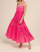 SO ME Stripe Tiered Maxi Dress with Colorful Chain Strap-Dresses-Krush Kandy, Women's Online Fashion Boutique Located in Phoenix, Arizona (Scottsdale Area)