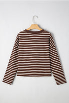 Cocoa Stripe Long Sleeve Tee-Tops-Krush Kandy, Women's Online Fashion Boutique Located in Phoenix, Arizona (Scottsdale Area)