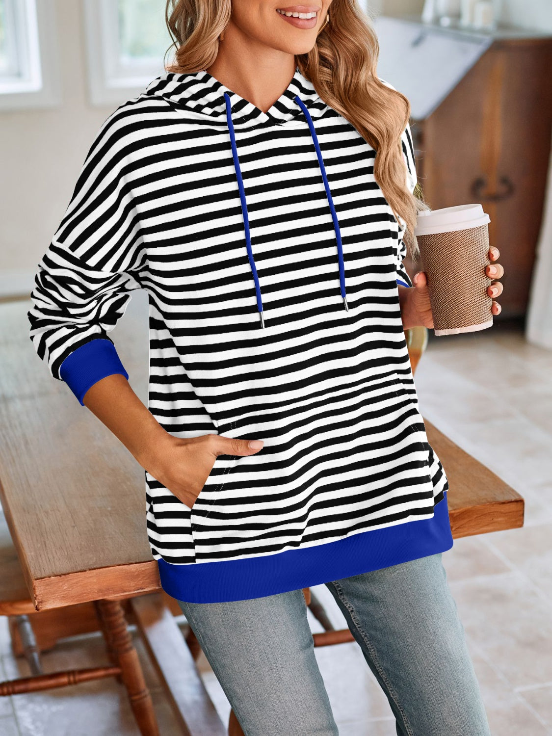 Lovelet Drawstring Striped Long Sleeve Hoodie-Krush Kandy, Women's Online Fashion Boutique Located in Phoenix, Arizona (Scottsdale Area)