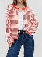 Striped Button-Up Cardigan-Sweaters-Krush Kandy, Women's Online Fashion Boutique Located in Phoenix, Arizona (Scottsdale Area)