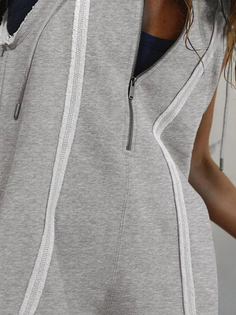 Half Zipped Hooded Sleeveless Romper-Krush Kandy, Women's Online Fashion Boutique Located in Phoenix, Arizona (Scottsdale Area)