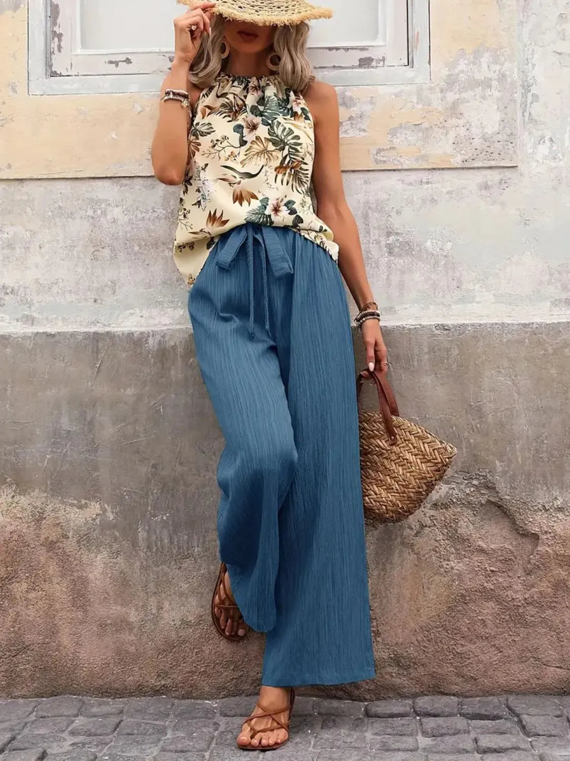 Printed Tank Top and Wide Leg Pants Set-Tops-Krush Kandy, Women's Online Fashion Boutique Located in Phoenix, Arizona (Scottsdale Area)