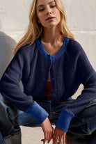 Ribbed Contrast Button Up Sweater-Tops-Krush Kandy, Women's Online Fashion Boutique Located in Phoenix, Arizona (Scottsdale Area)