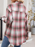 Mandy Plaid Collared Neck Long Sleeve Shirt-Long Sleeve Tops-Krush Kandy, Women's Online Fashion Boutique Located in Phoenix, Arizona (Scottsdale Area)