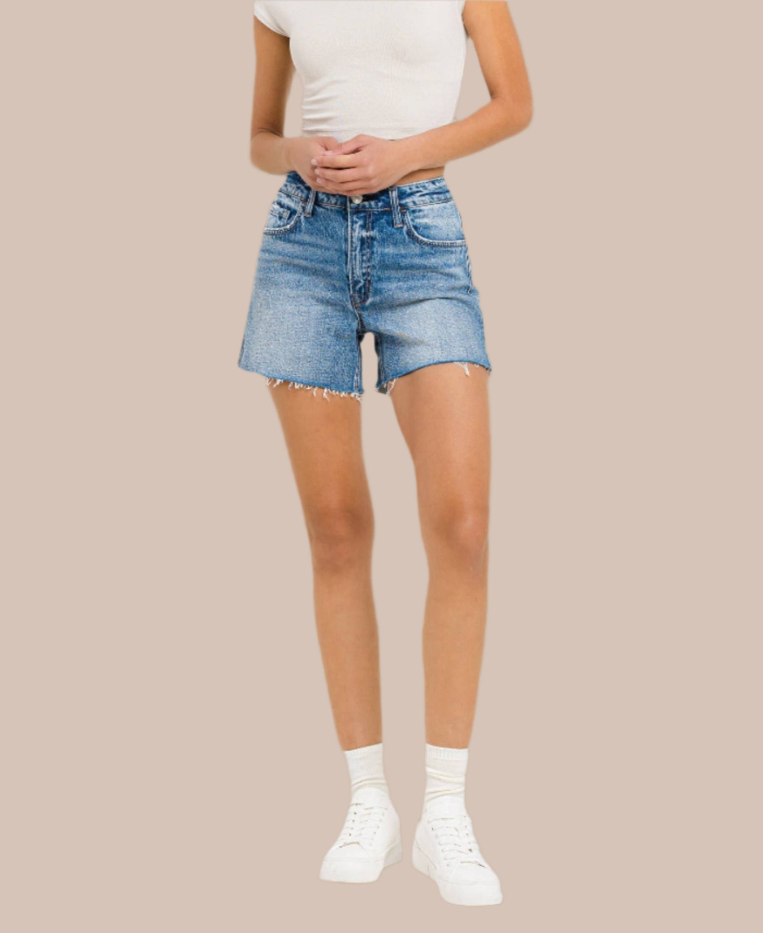 Seabreeze High Rise A-Line Denim Shorts-Denim-Krush Kandy, Women's Online Fashion Boutique Located in Phoenix, Arizona (Scottsdale Area)