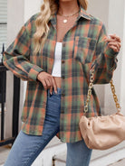 Mandy Plaid Collared Neck Long Sleeve Shirt-Long Sleeve Tops-Krush Kandy, Women's Online Fashion Boutique Located in Phoenix, Arizona (Scottsdale Area)