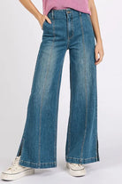 Mittoshop Medium Wash Seam Detail Wide Leg Denim Jeans-Jeans-Krush Kandy, Women's Online Fashion Boutique Located in Phoenix, Arizona (Scottsdale Area)