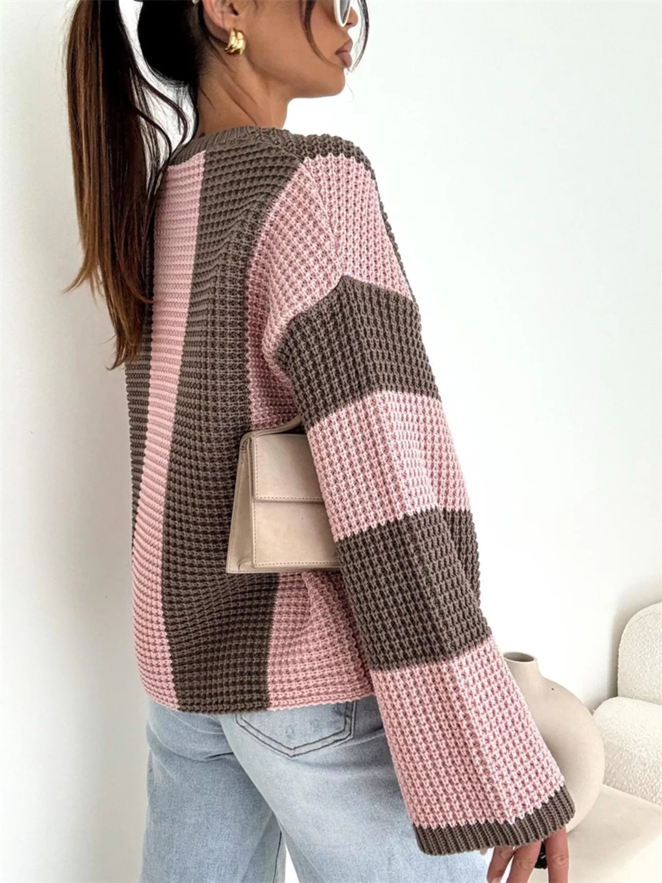 Color Block Long Sleeve Sweater-Sweater-Krush Kandy, Women's Online Fashion Boutique Located in Phoenix, Arizona (Scottsdale Area)