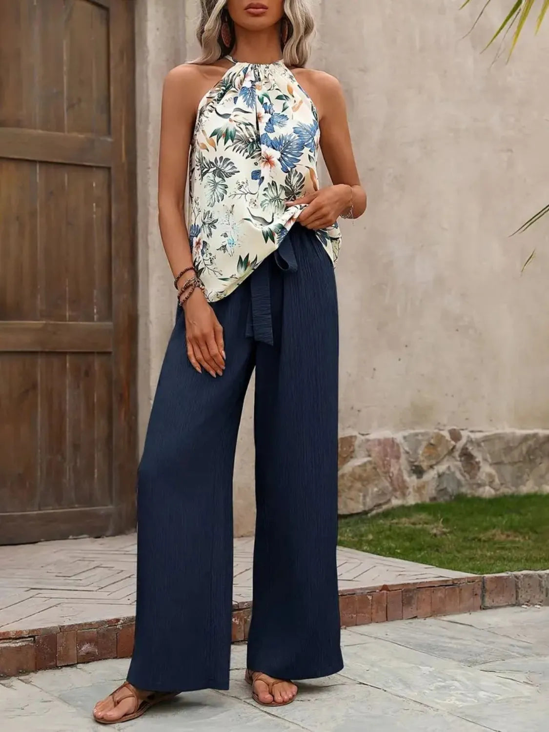 Printed Tank Top and Wide Leg Pants Set-Tops-Krush Kandy, Women's Online Fashion Boutique Located in Phoenix, Arizona (Scottsdale Area)