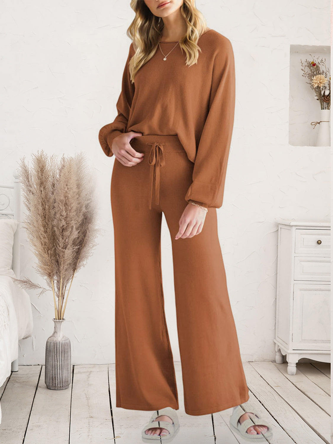 Long Sleeve Lounge Top and Drawstring Pants Set-Pants-Krush Kandy, Women's Online Fashion Boutique Located in Phoenix, Arizona (Scottsdale Area)