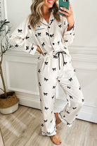 Black Bow Satin Pajama Set-Loungewear-Krush Kandy, Women's Online Fashion Boutique Located in Phoenix, Arizona (Scottsdale Area)
