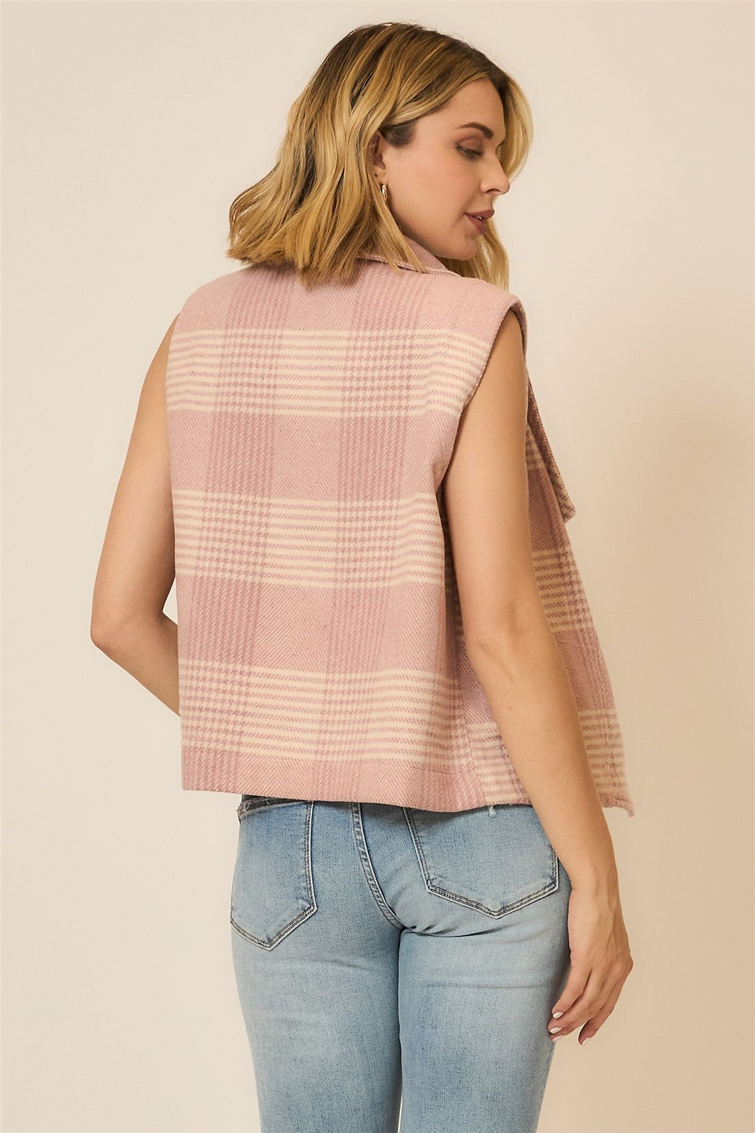 Plaid Open Front Sleeveless Jacket-Vests-Krush Kandy, Women's Online Fashion Boutique Located in Phoenix, Arizona (Scottsdale Area)