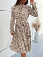 Animal Print Mock Neck Flounce Sleeve Dress-Dresses-Krush Kandy, Women's Online Fashion Boutique Located in Phoenix, Arizona (Scottsdale Area)