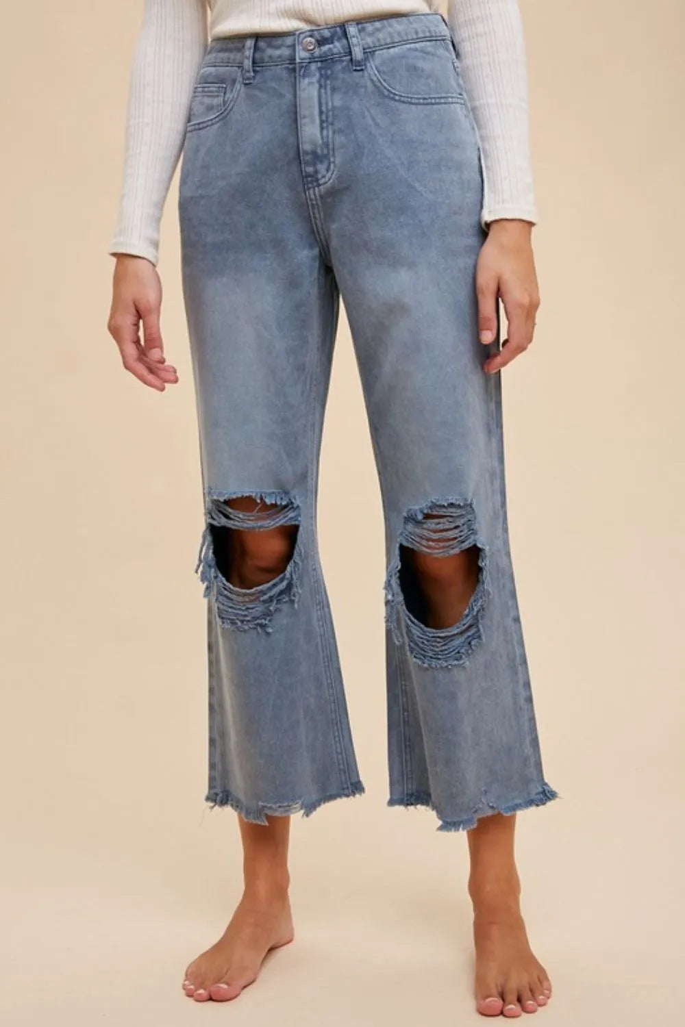 Annie Wear Distressed Raw Hem Jeans-Jeans-Krush Kandy, Women's Online Fashion Boutique Located in Phoenix, Arizona (Scottsdale Area)
