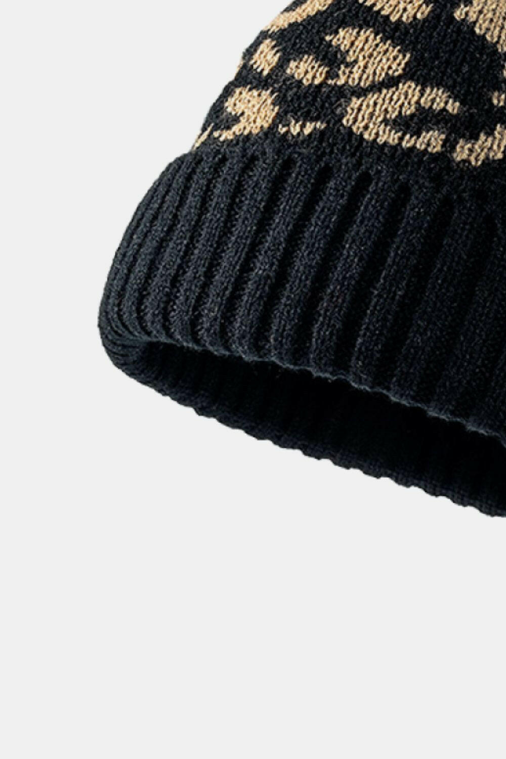 Leopard Pom-Pom Cuffed Beanie-Krush Kandy, Women's Online Fashion Boutique Located in Phoenix, Arizona (Scottsdale Area)