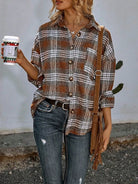 Plaid Button Up Long Sleeve Shacket-Jacket-Krush Kandy, Women's Online Fashion Boutique Located in Phoenix, Arizona (Scottsdale Area)