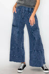 Seaside Breeze Mineral Wash Wide Leg Cropped Pants-Bottoms-Krush Kandy, Women's Online Fashion Boutique Located in Phoenix, Arizona (Scottsdale Area)