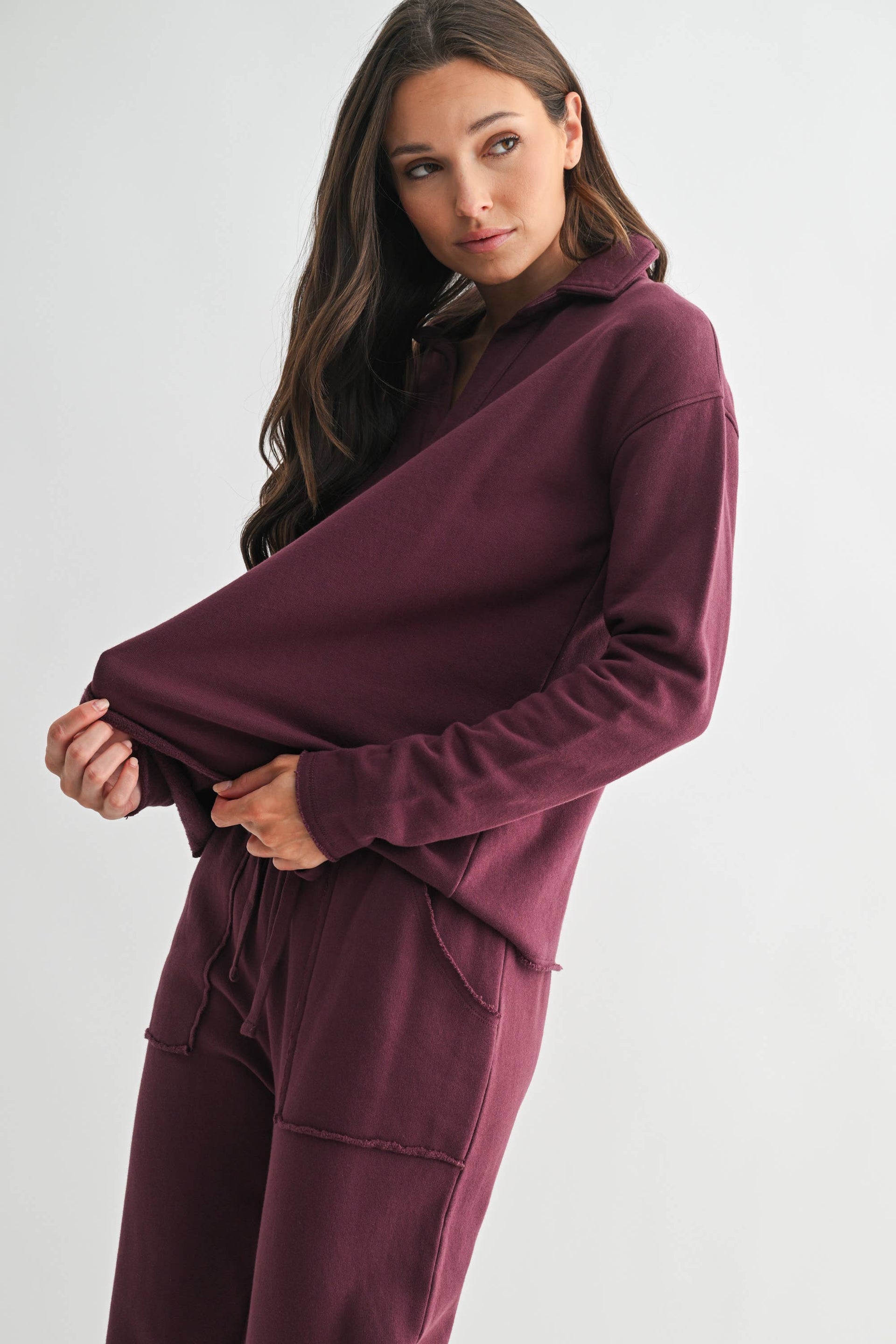 Henley Style Long Sleeve V-Neck Top-Long Sleeve Tops-Krush Kandy, Women's Online Fashion Boutique Located in Phoenix, Arizona (Scottsdale Area)