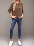 Double Take Textured Kangaroo Pocket Long Sleeve Hoodie-Krush Kandy, Women's Online Fashion Boutique Located in Phoenix, Arizona (Scottsdale Area)