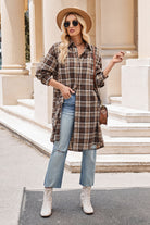 Mandy Plaid Collared Neck Long Sleeve Coat-Long Sleeve Tops-Krush Kandy, Women's Online Fashion Boutique Located in Phoenix, Arizona (Scottsdale Area)