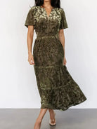 Notched Short Sleeve Tiered Dress-Dresses-Krush Kandy, Women's Online Fashion Boutique Located in Phoenix, Arizona (Scottsdale Area)