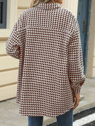 Houndstooth Button Up Long Sleeve Coat-Jacket-Krush Kandy, Women's Online Fashion Boutique Located in Phoenix, Arizona (Scottsdale Area)