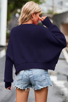 Round Neck Drop Shoulder Long Sleeve Sweater-Krush Kandy, Women's Online Fashion Boutique Located in Phoenix, Arizona (Scottsdale Area)