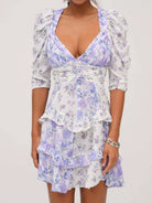 Ruffled Floral Print Half Sleeve Dress-Dresses-Krush Kandy, Women's Online Fashion Boutique Located in Phoenix, Arizona (Scottsdale Area)