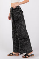 Mineral Washed Terry Wide Leg Pants-Bottoms-Krush Kandy, Women's Online Fashion Boutique Located in Phoenix, Arizona (Scottsdale Area)