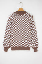 Checkerboard Button-Front Sweater-Sweaters-Krush Kandy, Women's Online Fashion Boutique Located in Phoenix, Arizona (Scottsdale Area)