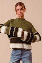 SO ME Multi Color Striped Mock Neck Sweater-Sweater-Krush Kandy, Women's Online Fashion Boutique Located in Phoenix, Arizona (Scottsdale Area)