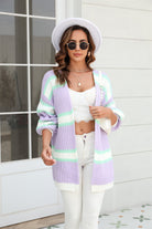 Angel Wings Color Block Ribbed Dropped Shoulder Open Front Cardigan-Krush Kandy, Women's Online Fashion Boutique Located in Phoenix, Arizona (Scottsdale Area)