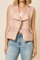 Plaid Open Front Sleeveless Jacket-Vests-Krush Kandy, Women's Online Fashion Boutique Located in Phoenix, Arizona (Scottsdale Area)