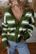 Stripe Drop Shoulder Buttons Cardigan Sweater-Sweater-Krush Kandy, Women's Online Fashion Boutique Located in Phoenix, Arizona (Scottsdale Area)
