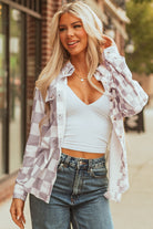 Khaki Checkered Button-Up Shirt-Long Sleeve Tops-Krush Kandy, Women's Online Fashion Boutique Located in Phoenix, Arizona (Scottsdale Area)