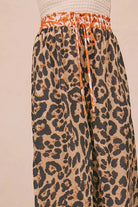 BiBi Leopard Print With Contrast Banded Wide Pants-pants-Krush Kandy, Women's Online Fashion Boutique Located in Phoenix, Arizona (Scottsdale Area)