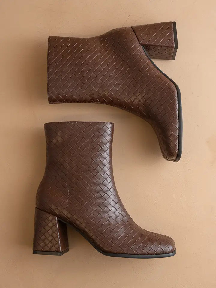 The Demi | Woven Block Heel Ankle Boot-Boots-Krush Kandy, Women's Online Fashion Boutique Located in Phoenix, Arizona (Scottsdale Area)