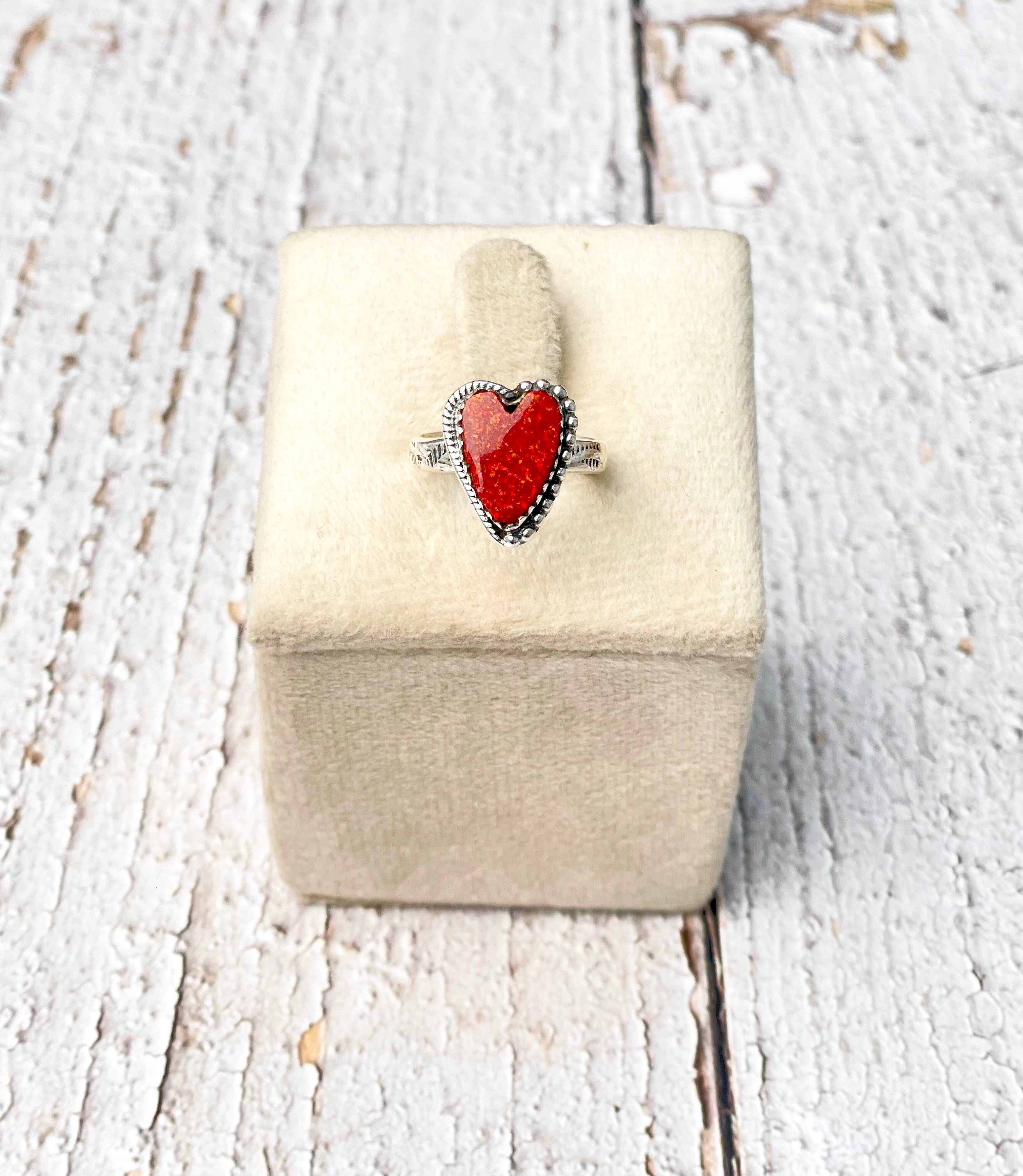 Stamped Red Opal Heart Slab Ring-Ring Sizers-Krush Kandy, Women's Online Fashion Boutique Located in Phoenix, Arizona (Scottsdale Area)