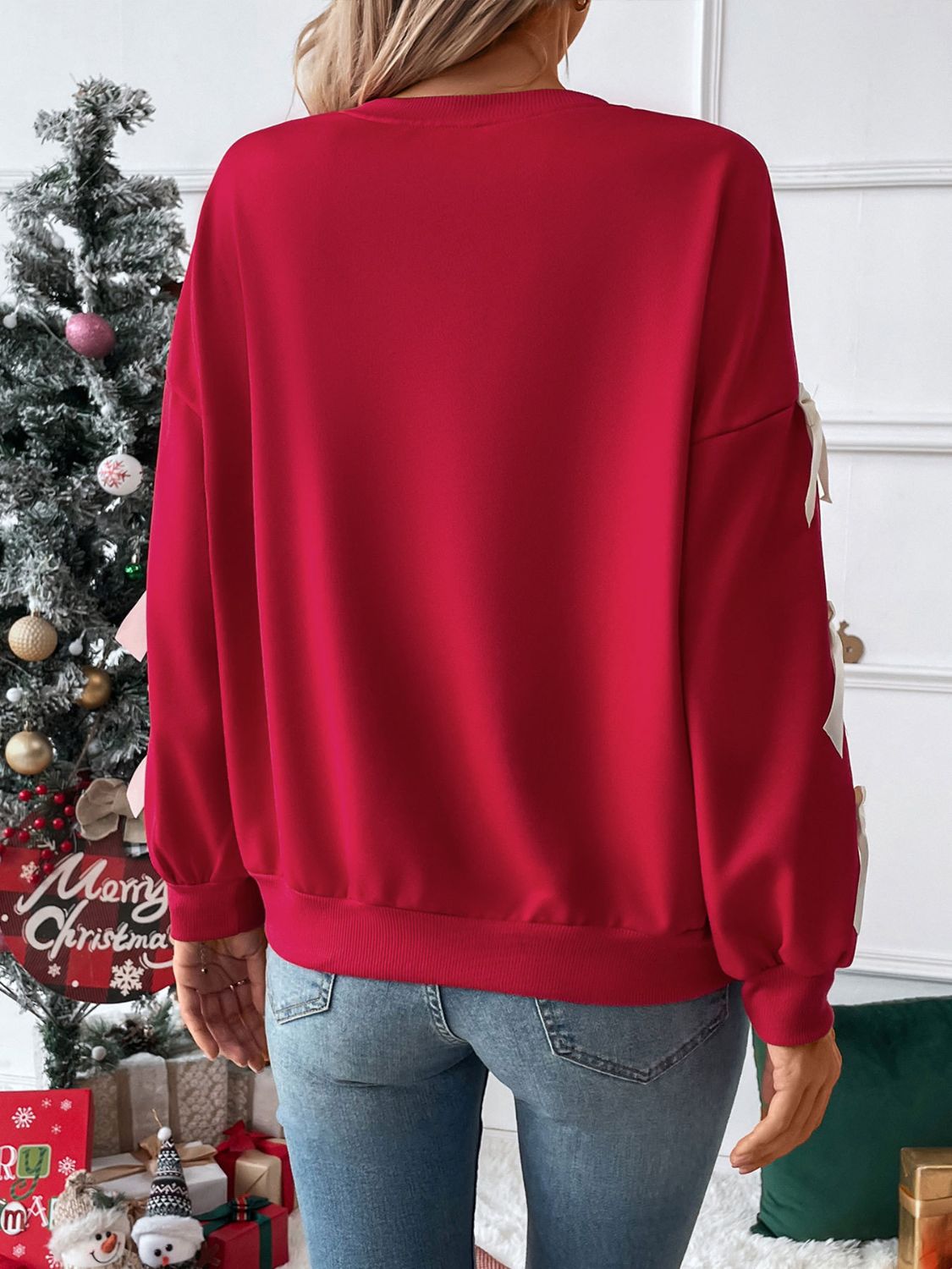 Bow Sleeve Sweatshirt-Sweaters-Krush Kandy, Women's Online Fashion Boutique Located in Phoenix, Arizona (Scottsdale Area)