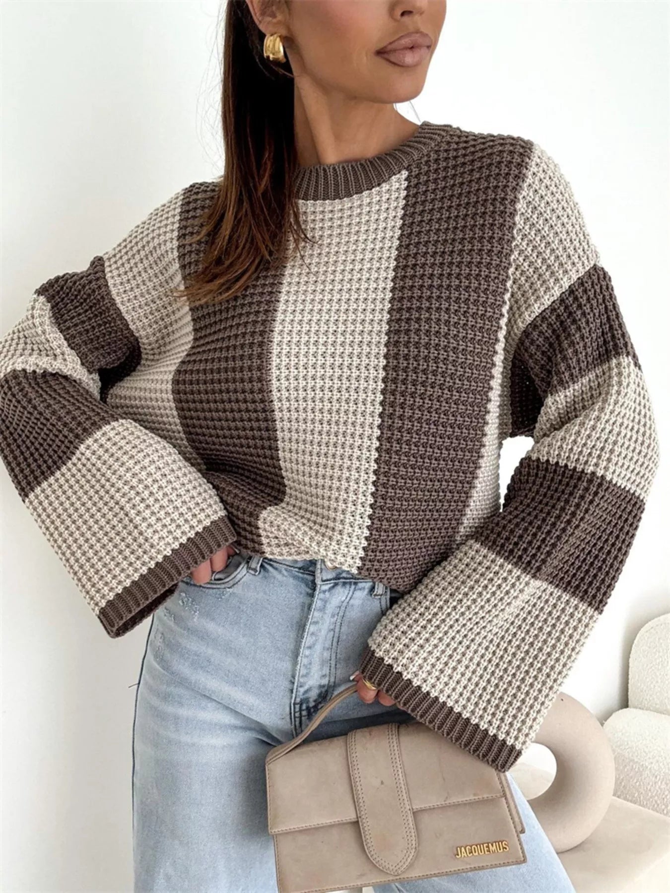 Color Block Long Sleeve Sweater-Sweater-Krush Kandy, Women's Online Fashion Boutique Located in Phoenix, Arizona (Scottsdale Area)